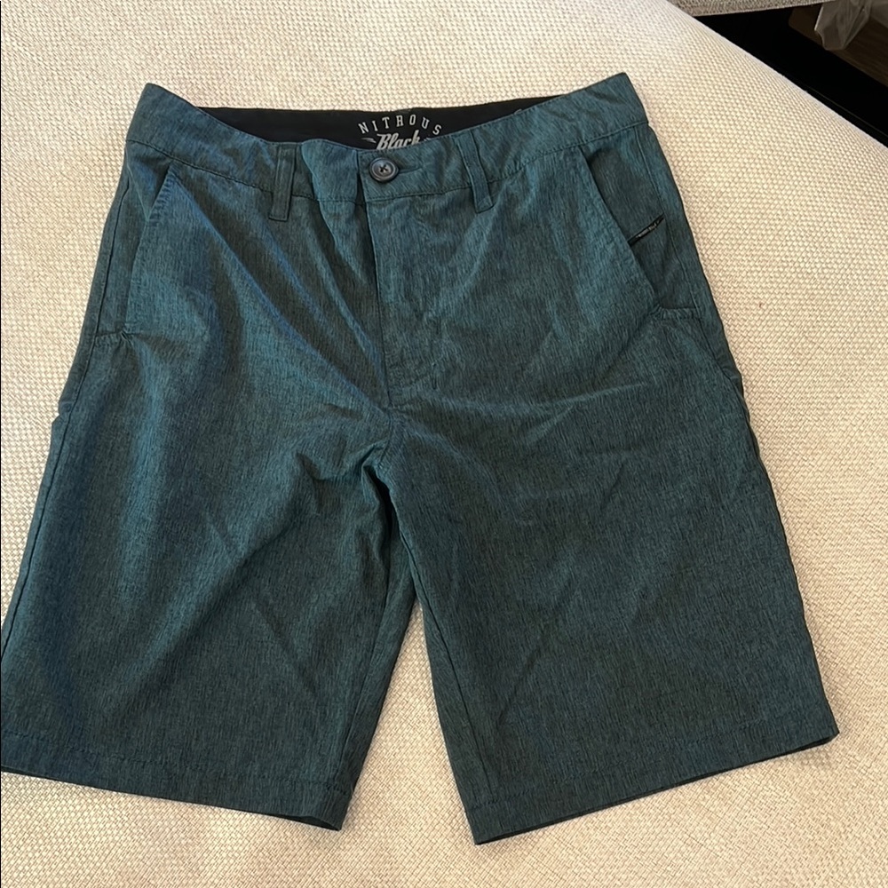Boy’s Nitrous Black Teal/Blue Hybrid Shorts size 14